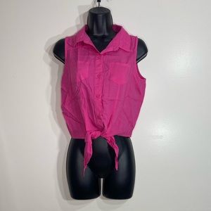 Brand New w/ Tags DOTS Pink Button Up Crop Top Tank w/ Tie